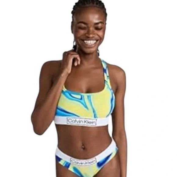 Calvin Klein Reimagined Heritage Pride Unlined Bralette White/Blue/Green Size XL - Picture 1 of 7